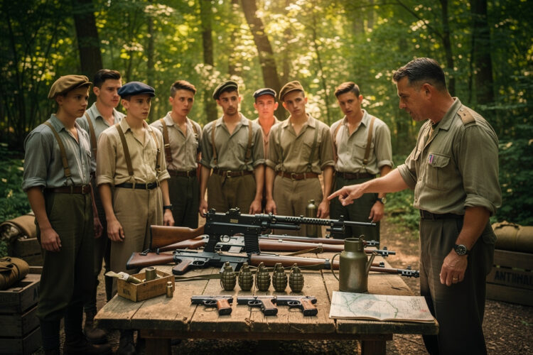 Instruction des jeunes recrues au maquis en 1944
